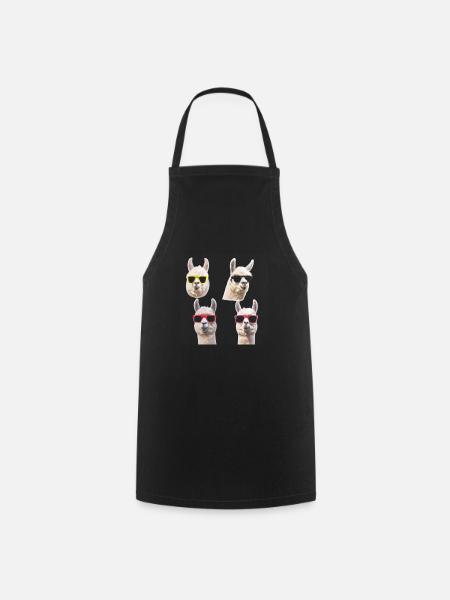Alpaca Funny Sunglasses Colorful - Cooking Apron - black