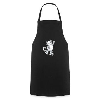 Dessin de chat sur patins - Tablier de cuisine - noir - Devant - AI Model Male 185 dark (185cm)
