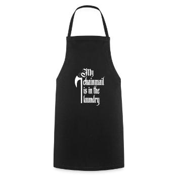 My chain mail is in the lingerie Buhurt Ritter - Cooking Apron - black - Front - AI Model Male 185 dark (185cm)