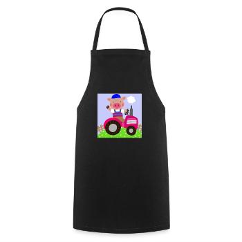 Cute pig riding on a tractor - Cooking Apron - black - Front - AI Model Male 185 dark (185cm)