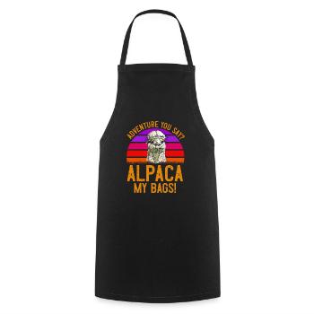 Alpaga mes sacs Alpiniste Drôle de randonnée - Tablier de cuisine - noir - Devant - AI Model Male 185 dark (185cm)