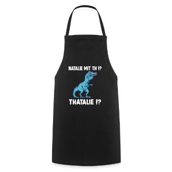 TRex Meme Dino mit Überbiss Natalie mit th Nathali - Kochschürze - Schwarz - Vorne - AI Model Male 185 dark (185cm)