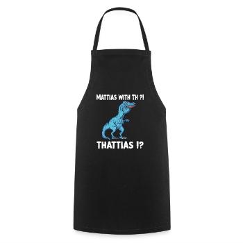 Matthias with Kenneth T-Rex Dinosaur Meme - Cooking Apron - black - Front - AI Model Male 185 dark (185cm)