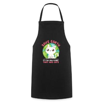Save Earth Cat Lovers Species Conservation Environment - Cooking Apron - black - Front - AI Model Male 185 dark (185cm)
