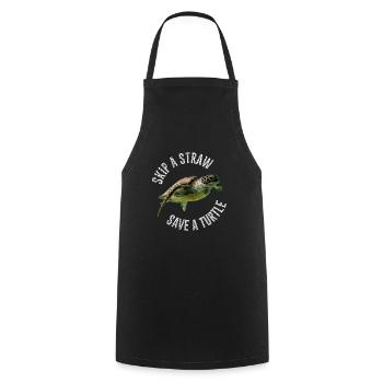 Skip A Straw Save A Turtle Environment Turtle - Tablier de cuisine - noir - Devant - AI Model Male 185 dark (185cm)