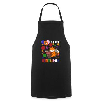 5th Birthday Fox - Cooking Apron - black - Front - AI Model Male 185 dark (185cm)
