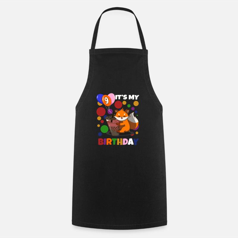9. Geburtstag Fuchs - Kochschürze - Schwarz