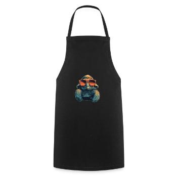 Tortue avec lunettes de soleil - Célébrez le Jour de la Terre - Tablier de cuisine - noir - Devant - AI Model Male 185 dark (185cm)