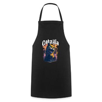Catzilla Unleashed Funny Cartoon-Style Feline - Kochschürze - Schwarz - Vorne - AI Model Male 185 dark (185cm)
