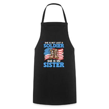 Proud Brother Air Force Soldier Army Fan - Cooking Apron - black - Front - AI Model Male 185 dark (185cm)