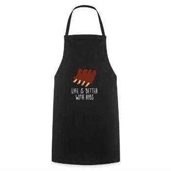 Spare Ribs Food Lover Grillen BBQ Ribs Barbecue - Kochschürze - Schwarz - Vorne - AI Model Male 185 dark (185cm)