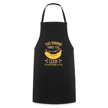 Cute Kawaii Banana - Cooking Apron - black - Front - AI Model Male 185 dark (185cm)