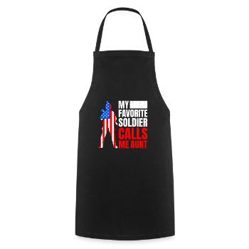Soldats Tantes Fan militaire Amérique Patriotes - Tablier de cuisine - noir - Devant - AI Model Male 185 dark (185cm)