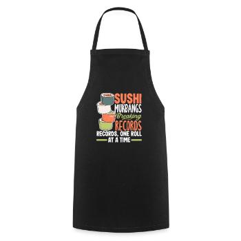 Mukbang et Sushi - Tablier de cuisine - noir - Devant - AI Model Male 185 dark (185cm)
