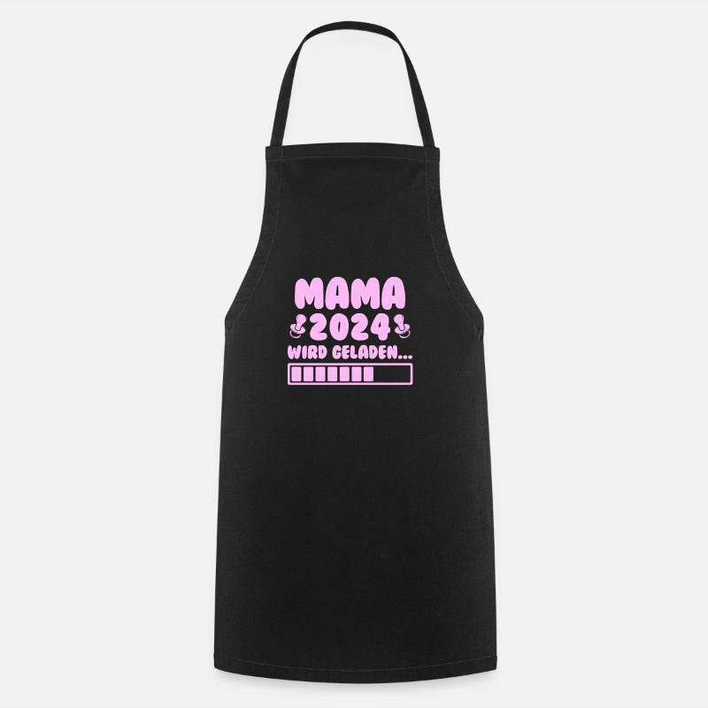 Mama loading 2024 werdende Mama Babyparty 2024 - Kochschürze - Schwarz