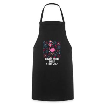 4th of July Always Drunk Funny Flamingo US Flag - Tablier de cuisine - noir - Devant - AI Model Male 185 dark (185cm)