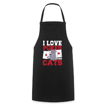 Aces Spades Flop Bluff I Love Poker And Cats Cardg - Cooking Apron - black - Front - AI Model Male 185 dark (185cm)