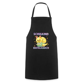 Schulkind Erstklassig Einschulung 1. Klasse - Kochschürze - Schwarz - Vorne - AI Model Male 185 dark (185cm)