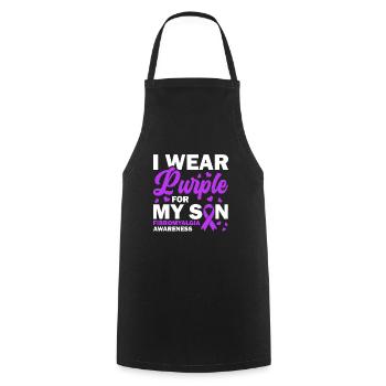 Conscience de la fibromyalgie Je porte du violet pour - Tablier de cuisine - noir - Devant - AI Model Male 185 dark (185cm)