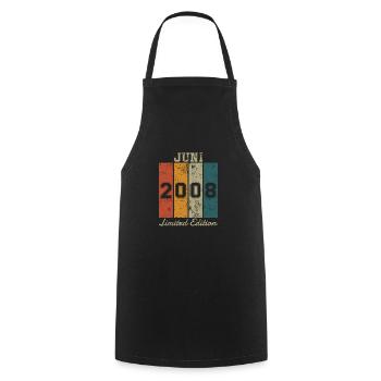 Geburtstag: Juni 2008 - Limited Edition Retro - Kochschürze - Schwarz - Vorne - AI Model Male 185 dark (185cm)