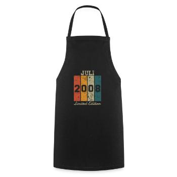 Geburtstag: Juli 2008 - Limited Edition Retro - Kochschürze - Schwarz - Vorne - AI Model Male 185 dark (185cm)