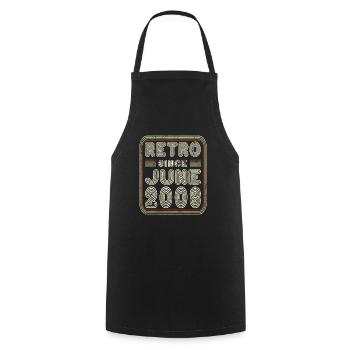 Anniversaire Juin 2008 Cadeau rétro - Tablier de cuisine - noir - Devant - AI Model Male 185 dark (185cm)