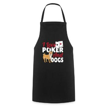 Game Card Texas Hold'em I Love Poker And Dogs - Cooking Apron - black - Front - AI Model Male 185 dark (185cm)