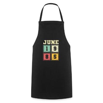 38th Birthday June Vintage 1985 Vintage - Cooking Apron - black - Front - AI Model Male 185 dark (185cm)