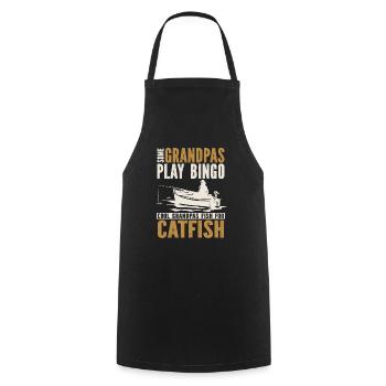 Pêche au poisson-chat Pêcheurs à la ligne - Tablier de cuisine - noir - Devant - AI Model Male 185 dark (185cm)