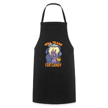 Will Trade Sister For Candy Halloween - Cooking Apron - black - Front - AI Model Male 185 dark (185cm)