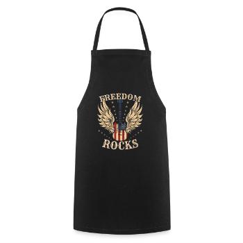 Freedom Rocks American Flag Gitarre - Kochschürze - Schwarz - Vorne - AI Model Male 185 dark (185cm)