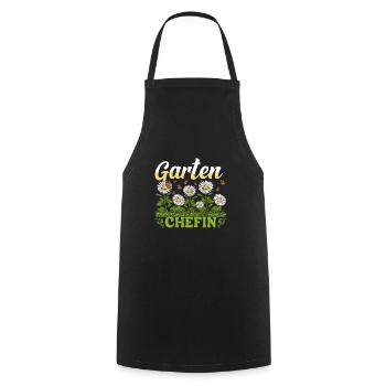 Garten Chefin Gänseblümchen Gärtnerin Blumenliebe - Kochschürze - Schwarz - Vorne - AI Model Male 185 dark (185cm)