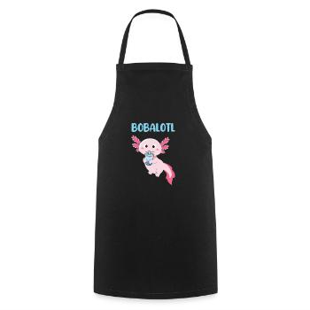 Boba Bubble Tea Cup in Anime Style - Cooking Apron - black - Front - AI Model Male 185 dark (185cm)