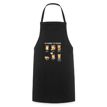 Boba Bubble Tea Cup in Anime Style - Cooking Apron - black - Front - AI Model Male 185 dark (185cm)