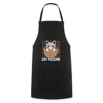Cat Puccino Cappuccino - Kochschürze - Schwarz - Vorne - AI Model Male 185 dark (185cm)