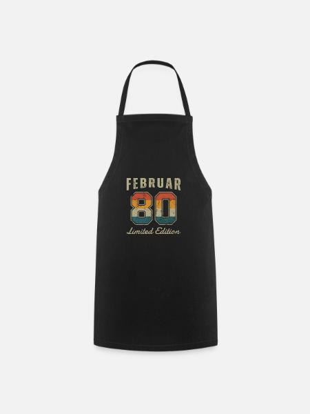 Geburtstag: Februar 1980 - Limited Edition Retro - Kochschürze - Schwarz