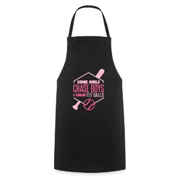 I Chase Fly Balls Softball Girl - Cooking Apron - black - Front - AI Model Male 185 dark (185cm)