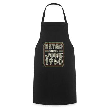 Birthday June 1960 Retro Gift - Cooking Apron - black - Front - AI Model Male 185 dark (185cm)