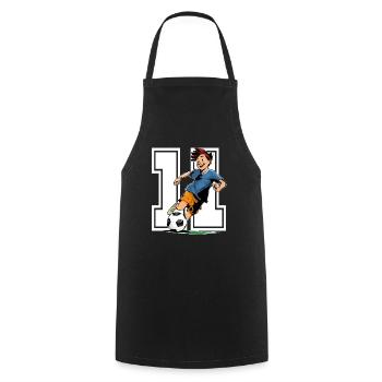 Football Birthday - 11 year old boy - 11. - Cooking Apron - black - Front - AI Model Male 185 dark (185cm)