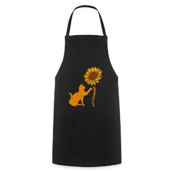 Katzenmama Sonnenblumen Katzenliebhaberin - Kochschürze - Schwarz - Vorne - AI Model Male 185 dark (185cm)