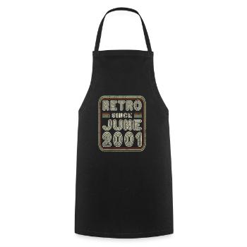 Anniversaire Juin 2001 Cadeau rétro - Tablier de cuisine - noir - Devant - AI Model Male 185 dark (185cm)