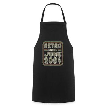Anniversaire Juin 2004 Cadeau rétro - Tablier de cuisine - noir - Devant - AI Model Male 185 dark (185cm)