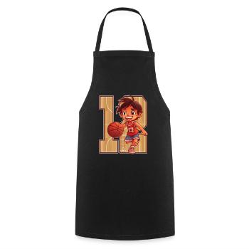 Anniversaire de basketball - Garçon de 12 ans - - Tablier de cuisine - noir - Devant - AI Model Male 185 dark (185cm)