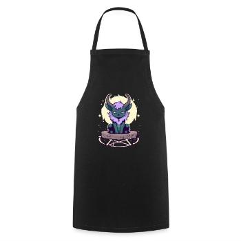 Kawaii Pastel Goth Süße Gruselige Gehörnte Katze - Kochschürze - Schwarz - Vorne - AI Model Male 185 dark (185cm)
