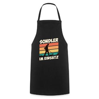Sondler im Einsatz Kronkorkenjäger Metallsucher - Kochschürze - Schwarz - Vorne - AI Model Male 185 dark (185cm)