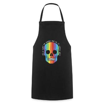 Mois de la fierté gay LGBTQ Trans est-il gay ici - Tablier de cuisine - noir - Devant - AI Model Male 185 dark (185cm)