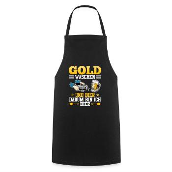 Gold waschen und Bier darum bin ich hier Goldfan - Kochschürze - Schwarz - Vorne - AI Model Male 185 dark (185cm)