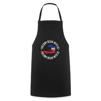 La liberté a commencé avec nous Mois du patrimoine haïtien - Tablier de cuisine - noir - Devant - AI Model Male 185 dark (185cm)