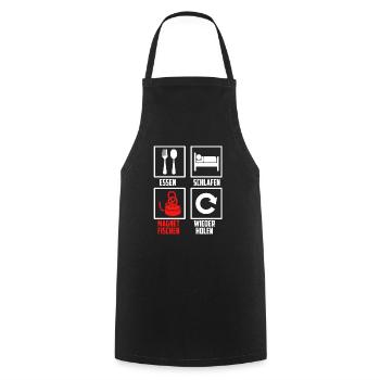 Essen Schlafen Magnetfischen Wiederholen - Kochschürze - Schwarz - Vorne - AI Model Male 185 dark (185cm)
