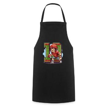 Anniversaire de football américain - 10 ans - Tablier de cuisine - noir - Devant - AI Model Male 185 dark (185cm)